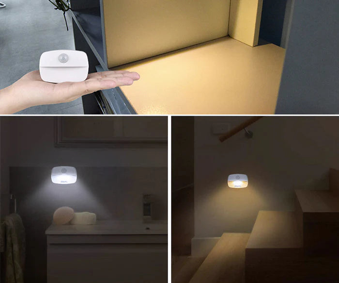 LightingWill PIR Motion Sensor LED Night Light Battery Operated Stick On Under Cabinet Light Warm White Daylight White for Stairway Kitchen Hallway 4 Pack 10 Pack