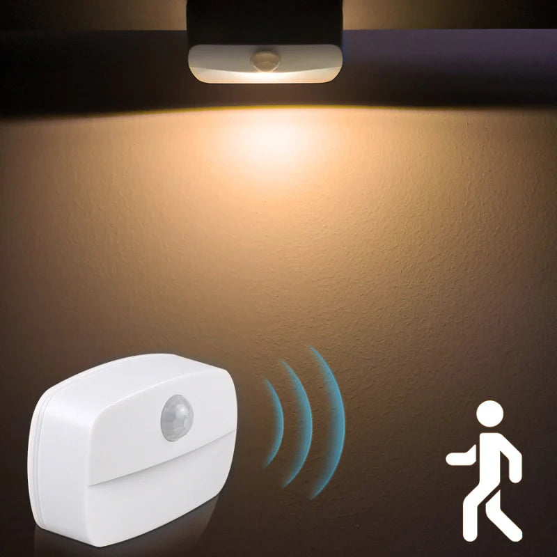 LightingWill PIR Motion Sensor LED Night Light Battery Operated Stick On Under Cabinet Light Warm White Daylight White for Stairway Kitchen Hallway 4 Pack 10 Pack