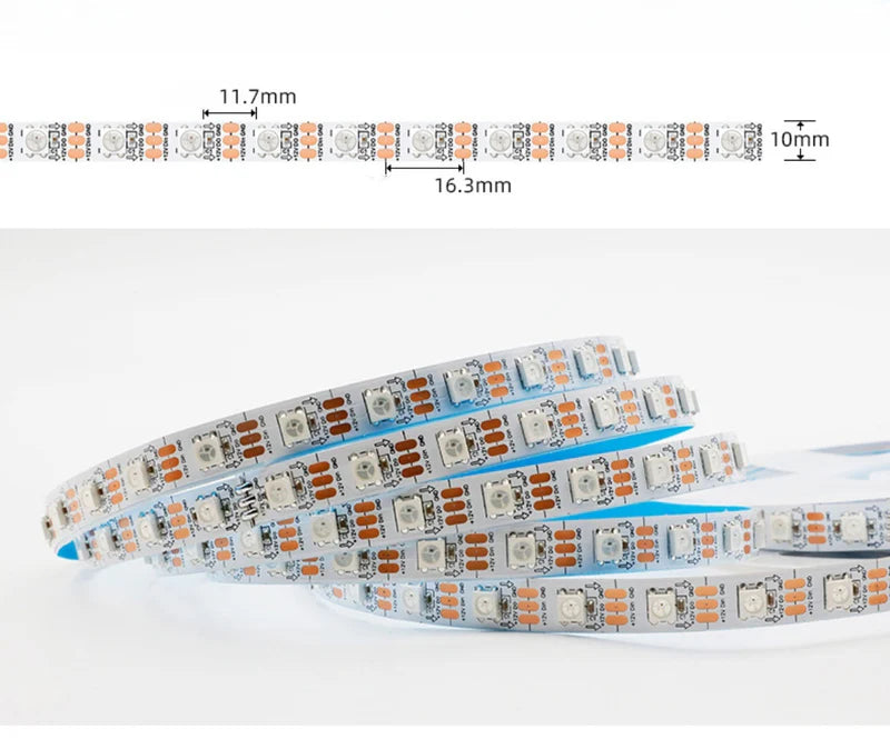 LightingWill WS2812B RGBIC LED Strip Light DC5V 10mm PCB SMD5050 Individually Addressable 30 60 96 LEDs/m IP00 IP65 IP67 Flowing Multicolor LED Strip for Party Decoration DIY Lighting 5M 50M