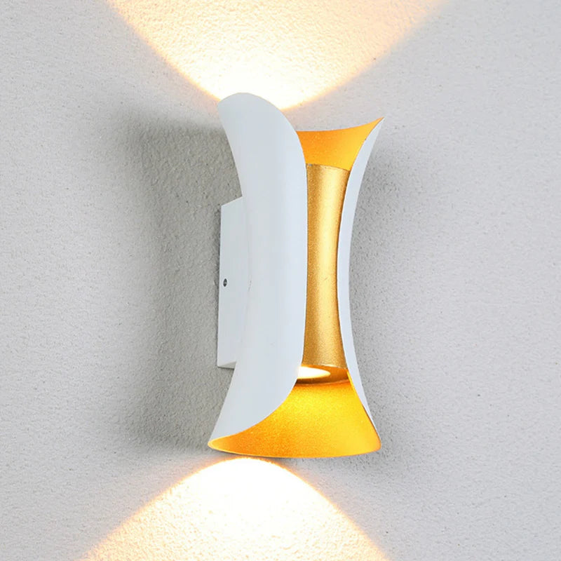 LightingWill LED Wall Light 6W 10W 20W 30W Outdoor Waterproof Wall Sconce 3000K 6500K Black White Gold Up Down Wall Light IP65 Aluminum Porch Garden Balcony Indoor 2 Pack