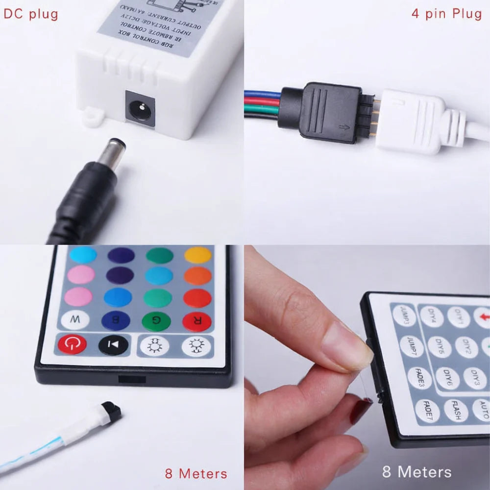 LightingWill 5M/10M SMD5050 RGB LED Strip Light Kit - DC12V | 30 / 60LEDs/M | 10mm PCB | IP00 / IP65 | 5M /10M | RGB Color Changing LED Strip Lights with Alexa, Google Assistant | 24/ 44 Keys Controller + Power Supply
