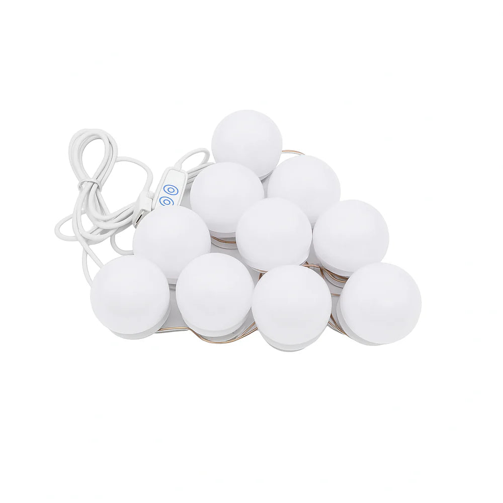 Hollywood Style LED Vanity Mirror Lights Kit with 10 1.77'' Light Bulbs, 3 Colors Adjustable, Ideal for Makeup Vanity Table in Dressing Room