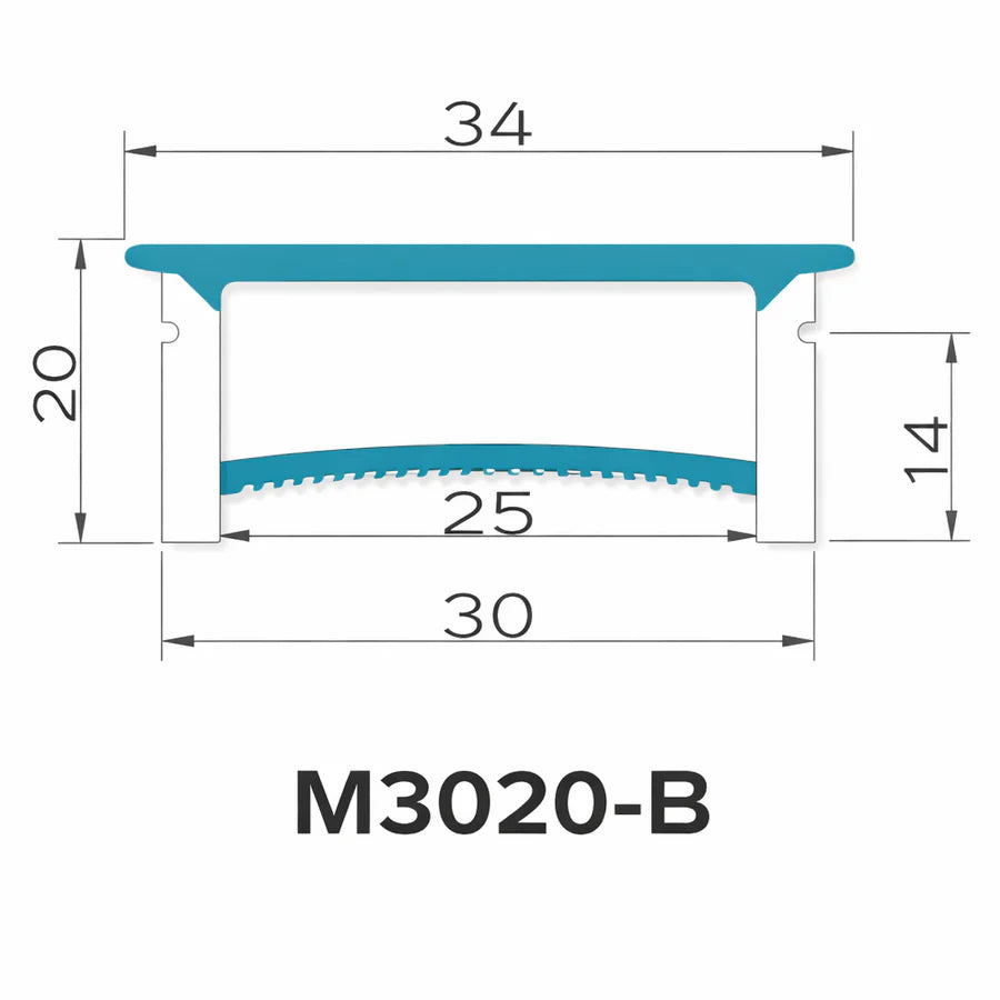 Q-TE Series 30×20mm Top Emitting LED Neon Housing | Max Strip Width ≤25mm | S3020-B Silicone Neon Profile | 16.4FT/5M | With-Edge Quick Install | Commercial Facade Lighting
