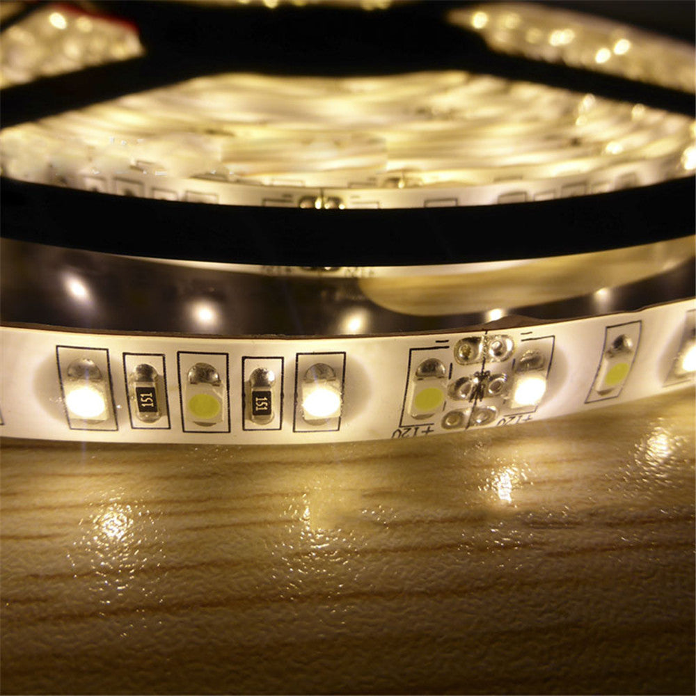 12VDC <48W 4Amp 16.4Feet (5Meter) per Roll SMD3528-600 Dual White (Pure White + Warm White) LED Color Temperature CCT Adjustable Flexible LED Strip Light 60 LED 9.6Watt per Meter White PCB Tape Light
