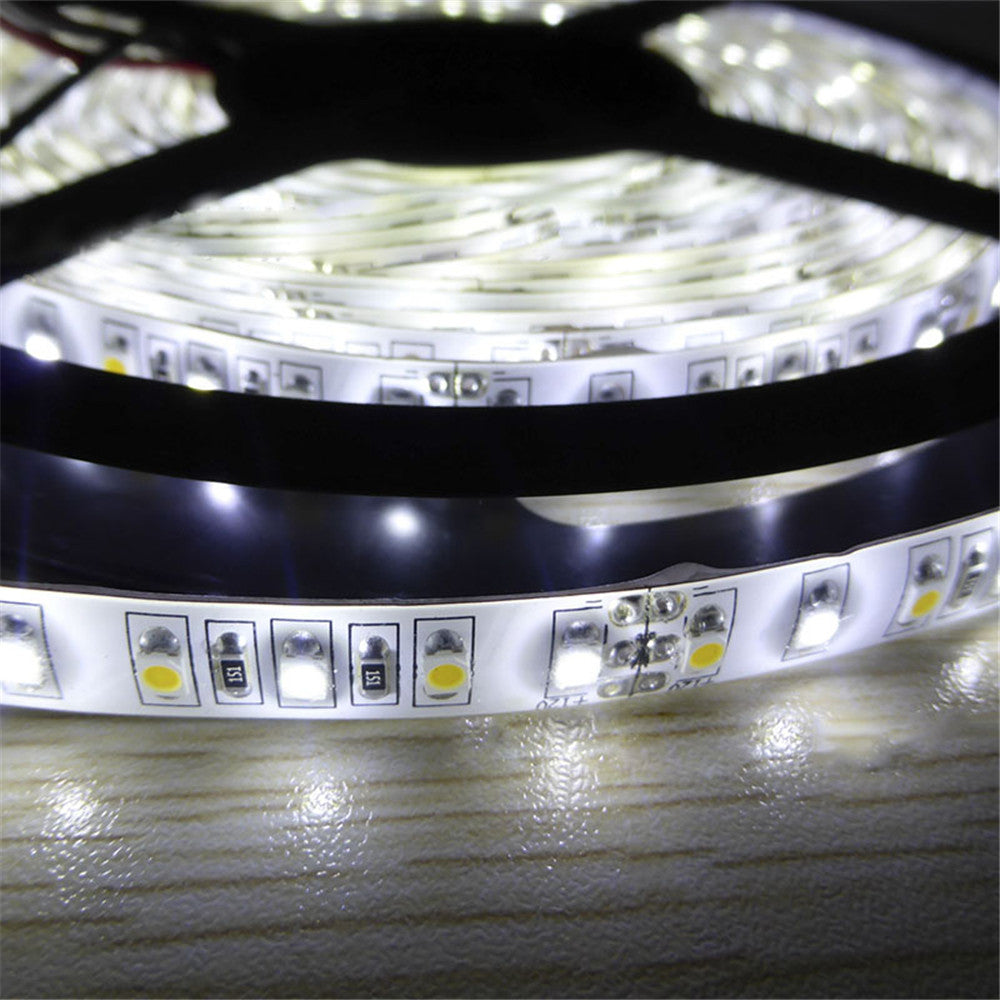 12VDC <48W 4Amp 16.4Feet (5Meter) per Roll SMD3528-600 Dual White (Pure White + Warm White) LED Color Temperature CCT Adjustable Flexible LED Strip Light 60 LED 9.6Watt per Meter White PCB Tape Light