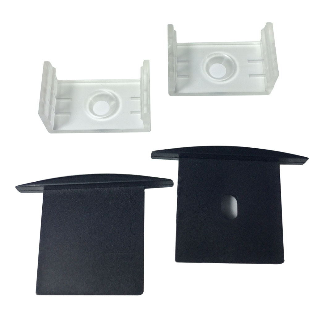 Schwarzes U05 36 x 24 mm U-förmiges Innenmaß 20 mm LED-Aluminium-Kanalsystem mit Abdeckung, Endkappen und Befestigungsklammern Aluminiumprofil für LED-Lichtstreifen ohne Fleckeninstallationen