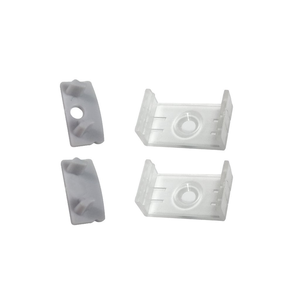 Silver U02 9x17mm U-Shape Internal Profile Width 12mm LED Aluminum Channel System with Cover, End Caps and Mounting Clips for LED Strip Light Installations