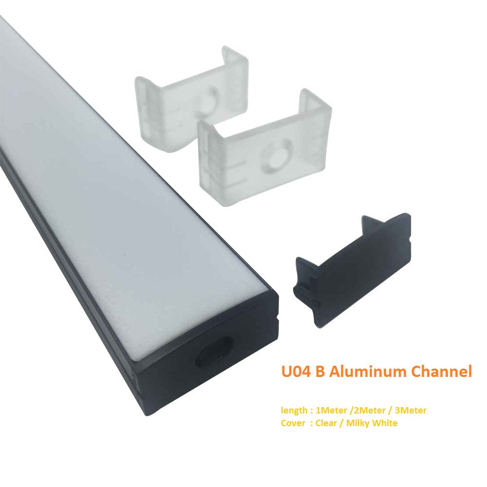 Black U04 10x23mm U-Shape Internal Width 20mm LED Aluminum Channel Sys