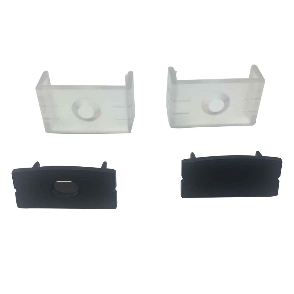 Schwarzes U04 10 x 23 mm U-förmiges Innenmaß 20 mm LED-Aluminium-Kanalsystem mit Abdeckung, Endkappen und Befestigungsklammern, Aluminium-Strangpressprofil für die Installation von LED-Lichtstreifen